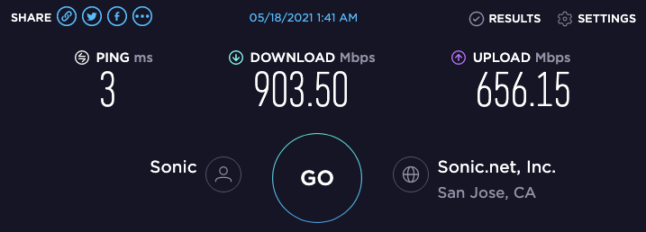 SpeedTest over Ethernet